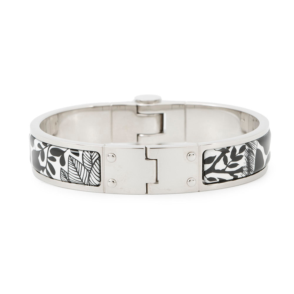 HERMES Charniere Bangle Size PM White/Black Metal