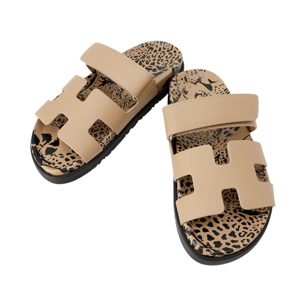 HERMES Sandals "Chypre" Beige・Argile242207Z Calf Leather Size 36