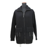 HERMES Screwdriver knit H pocket Size 34 Black Wool 98% Polyurethane1% Nylon1%