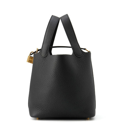 HERMES Picotin Lock Black Taurillon Clemence Size PM