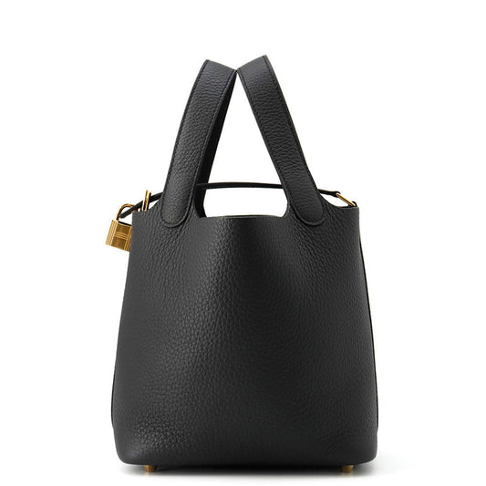 HERMES Picotin Lock Black Taurillon Clemence Size PM