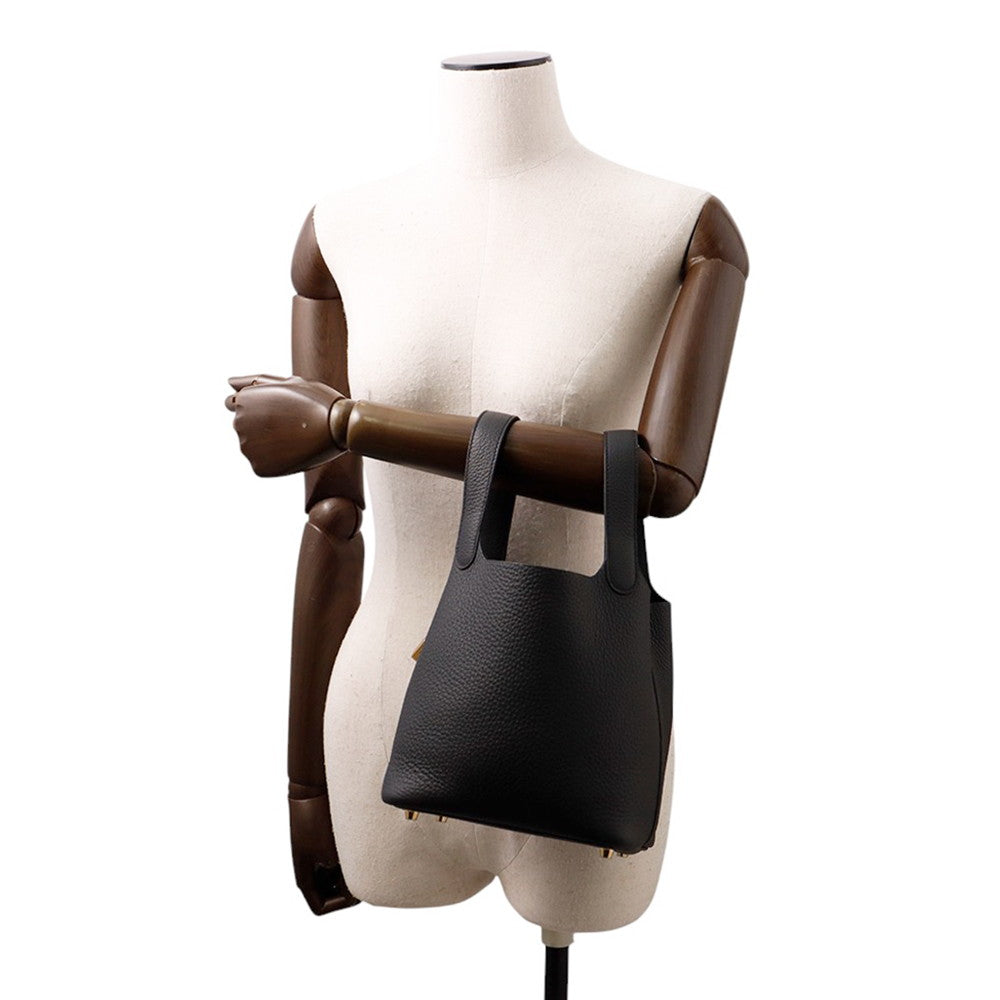 HERMES Picotin Lock Black Taurillon Clemence Size PM