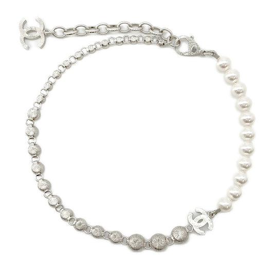 CHANEL CC Logo PearlNecklaceABA625 Metal Strass Costume Pearl
