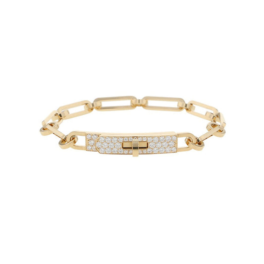 HERMES Kelly Chain Diamond Bracelet Size SHH218471B 00SH 18K Yellow Gold
