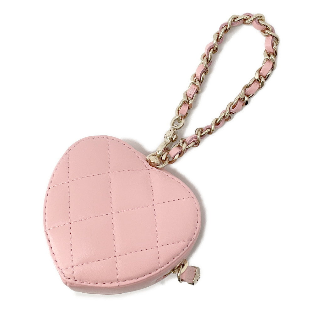 CHANEL Matelasse Mini Heart Bag Charm PinkAP4838 Lambskin