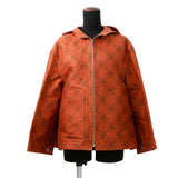HERMES Printed Serie Button Hooded Blouson Size 34 Brique Cotton78% Polyester22%