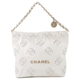 CHANEL CHANEL22 ChainShoulder Bag Punching WhiteAS3260 Shiny Calf Leather Size Small