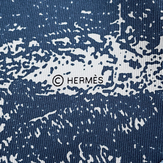 HERMES Carre Gavroche Lifelong Friends AMIS POUR LA VIE Fall/Winter 2022 Size 45 Navy/Orange/Brown Silk100%