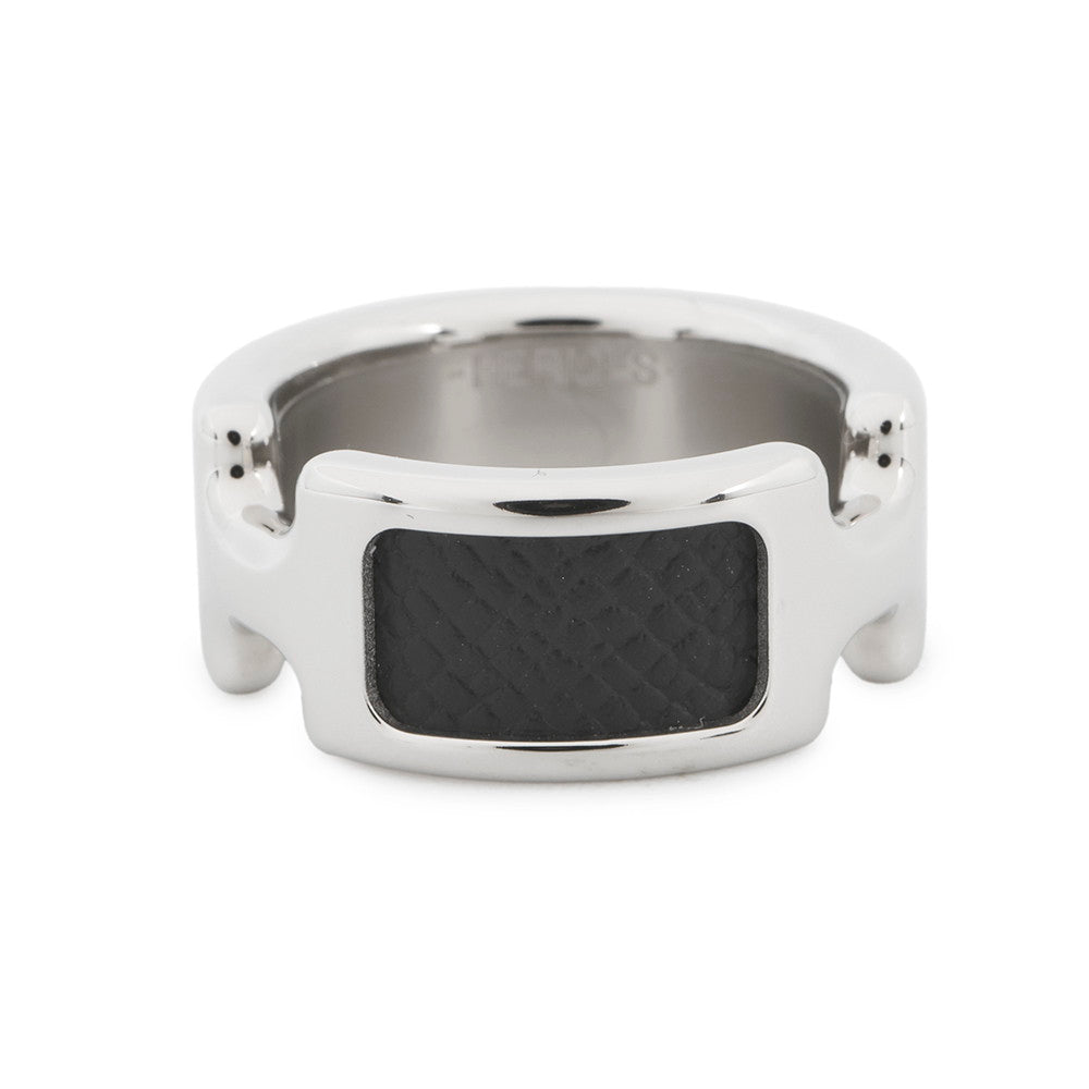 HERMES Orump Ring Size PM/S/#11 Black Epsom Metal