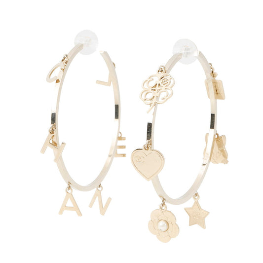 CHANEL Logo Icon motif hoop earrings Metal