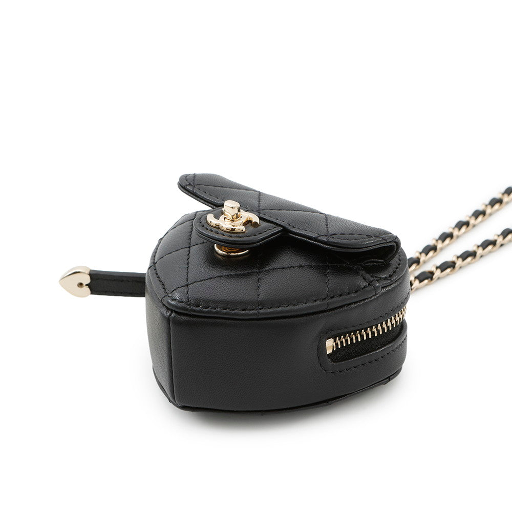 CHANEL Matelasse Heart ChainCoin purse BlackAP2783 Lambskin