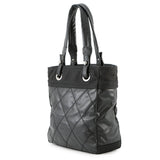 CHANEL Paris-Biarritz Tote BlackA34208 Coating Canvas Leather Size PM