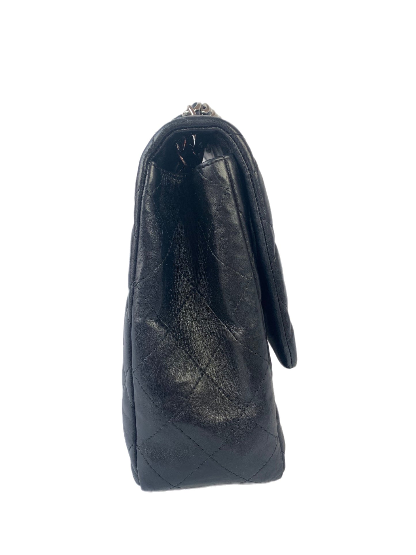 Chanel Classic Flap Jumbo Large Black Lambskin Leather with Silver hardware