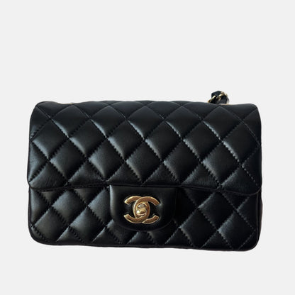 Chanel Classic Flap Rectangular Mini Black Lambskin Leather Gold Hardware, 2016-2017