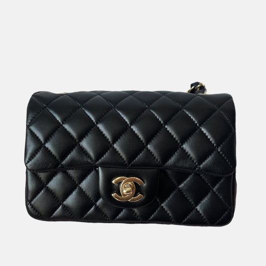 Chanel Classic Flap Rectangular Mini Black Lambskin Leather Gold Hardware, 2016-2017