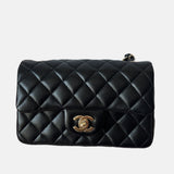 Chanel Classic Flap Rectangular Mini Black Lambskin Leather Gold Hardware, 2016-2017