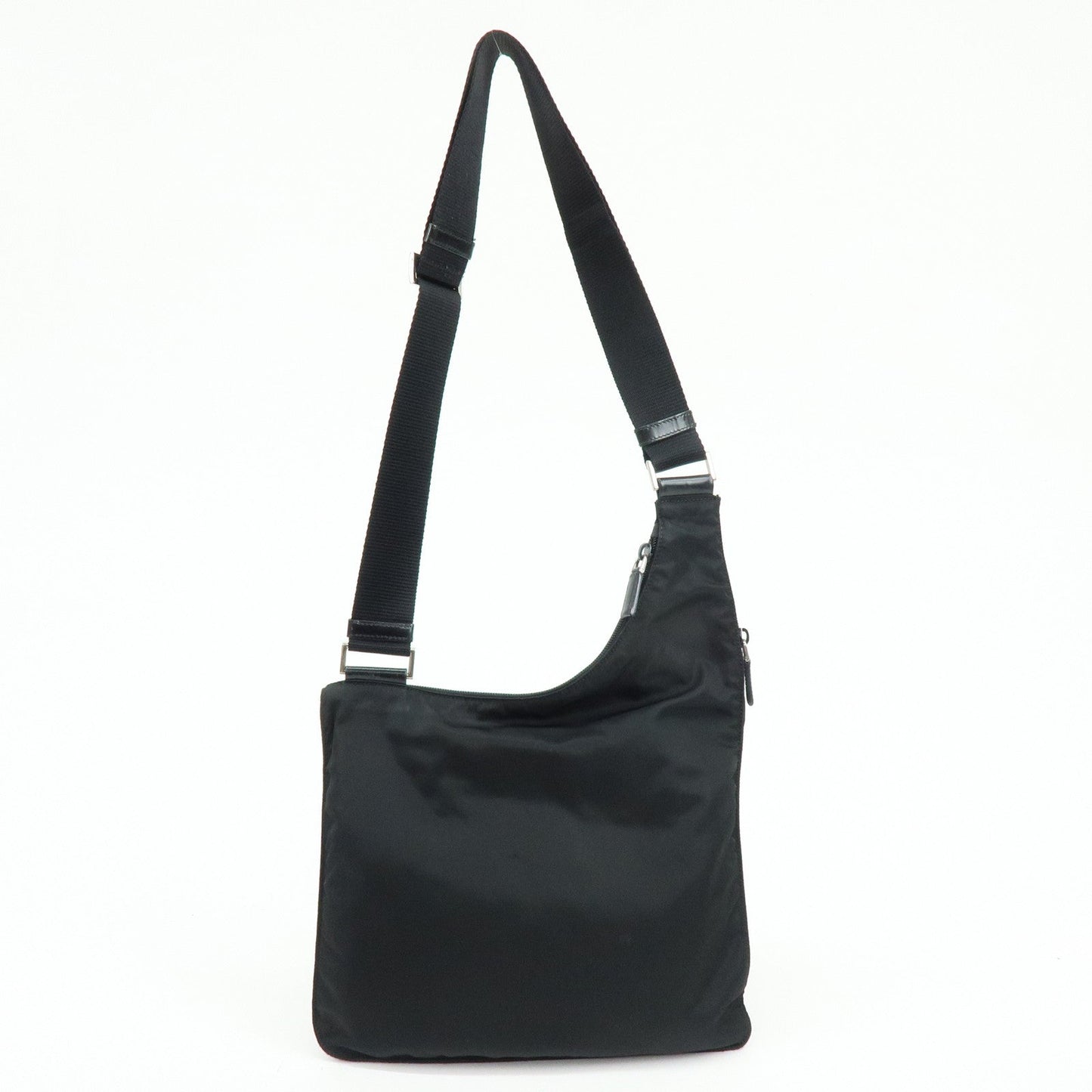 PRADA Triangle Logo Nylon Leather Shoulder Bag Crossbody Bag Black