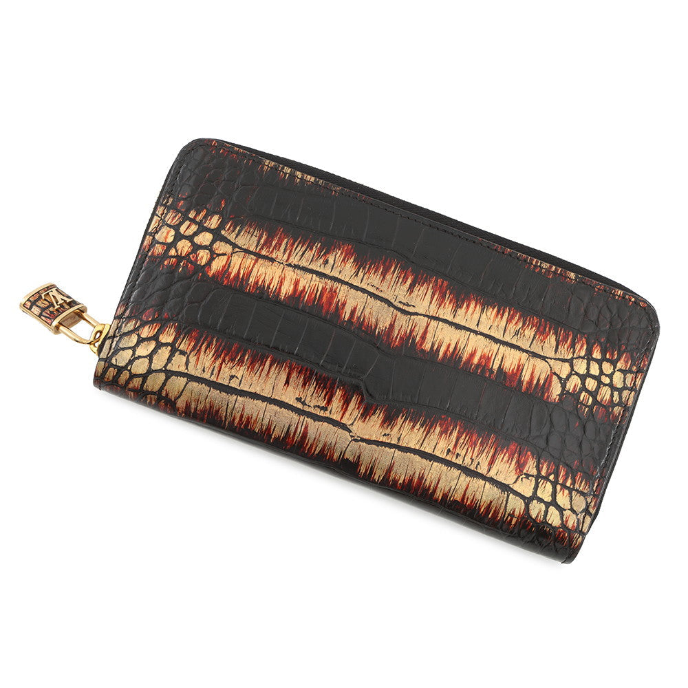 LOUIS VUITTON Zippy wallet Black/Gold Exotic Leather