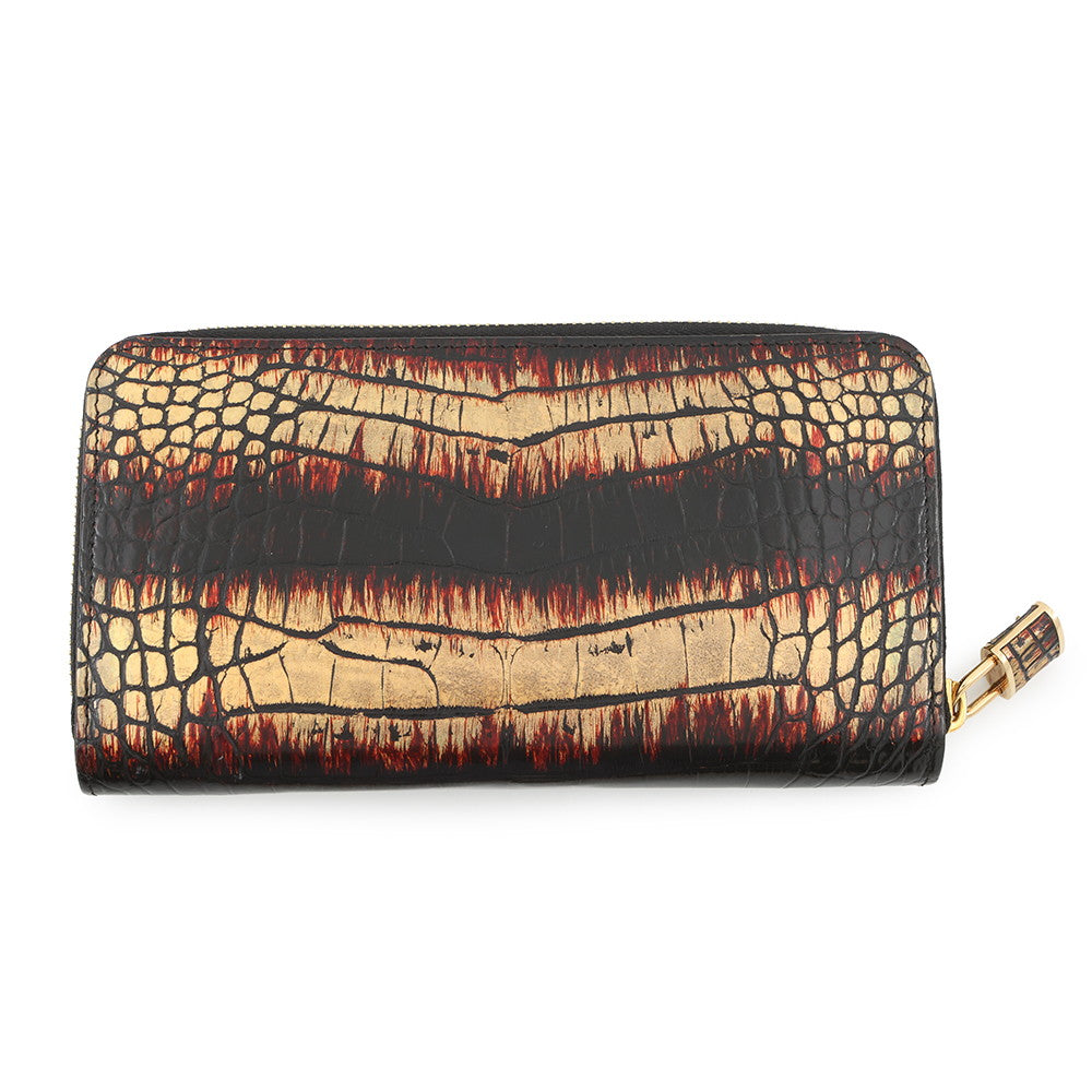LOUIS VUITTON Zippy wallet Black/Gold Exotic Leather