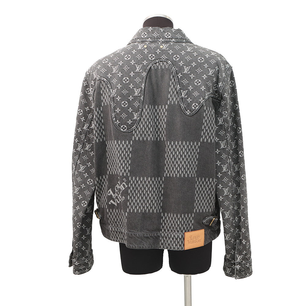 LOUIS VUITTON LOUIS VUITTON x NIGO Giant Damier Waves Monogram Denim Jacket Size 54 Black1A88WW Cotton100%