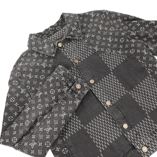 LOUIS VUITTON LOUIS VUITTON x NIGO Giant Damier Waves Monogram Denim Jacket Size 54 Black1A88WW Cotton100%
