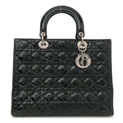 Christian Dior Patent Cannage Large Lady Dior Black