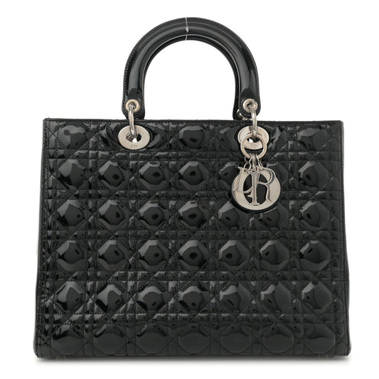 Christian Dior Patent Cannage Large Lady Dior Black