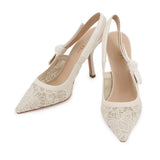 Dior Slingback Pumps Off-white Leather Canvas Size 39