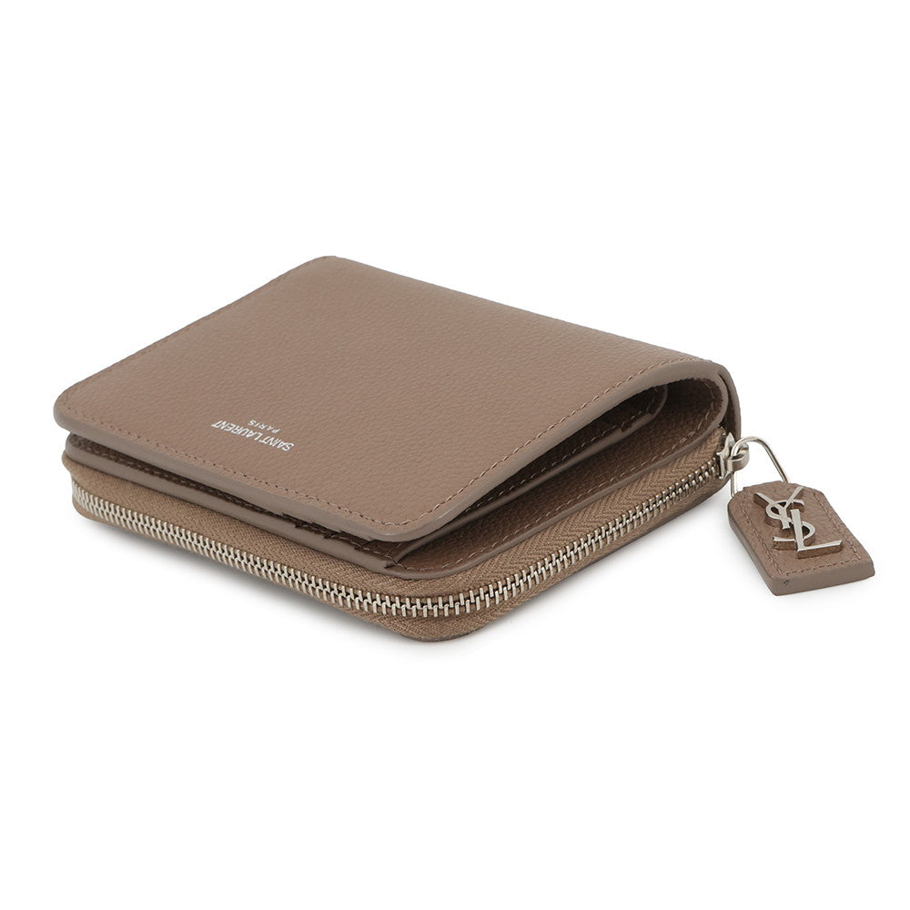 SAINT LAURENT PARIS Rive Gauche Compact Zip Wallet Greige603081 Leather