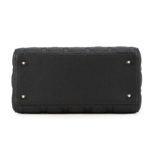 Dior Cannage Lady Dior 2WAY Handbag BlackM0565PWRT_M900 Grained CalfLeather Size Medium