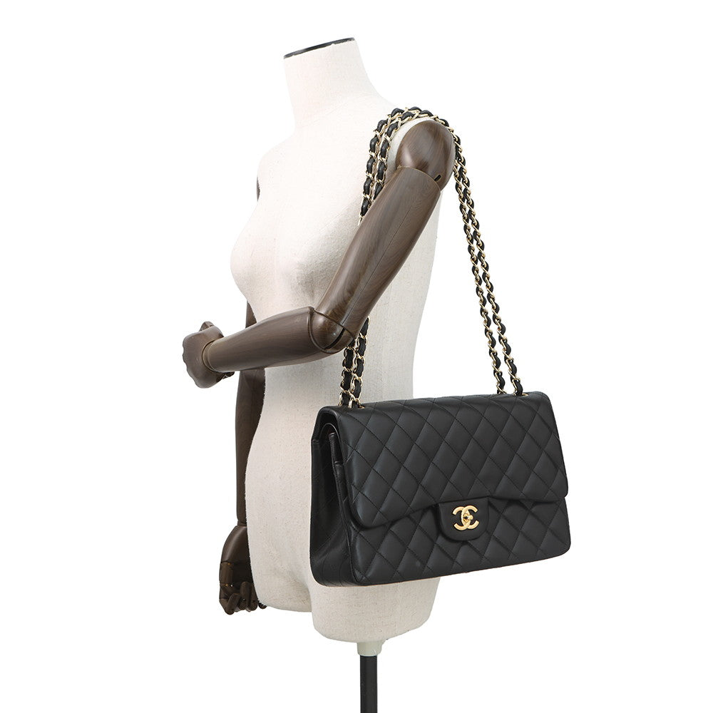 CHANEL Matelasse W flap ChainShoulder BlackA58600 Lambskin Size 30
