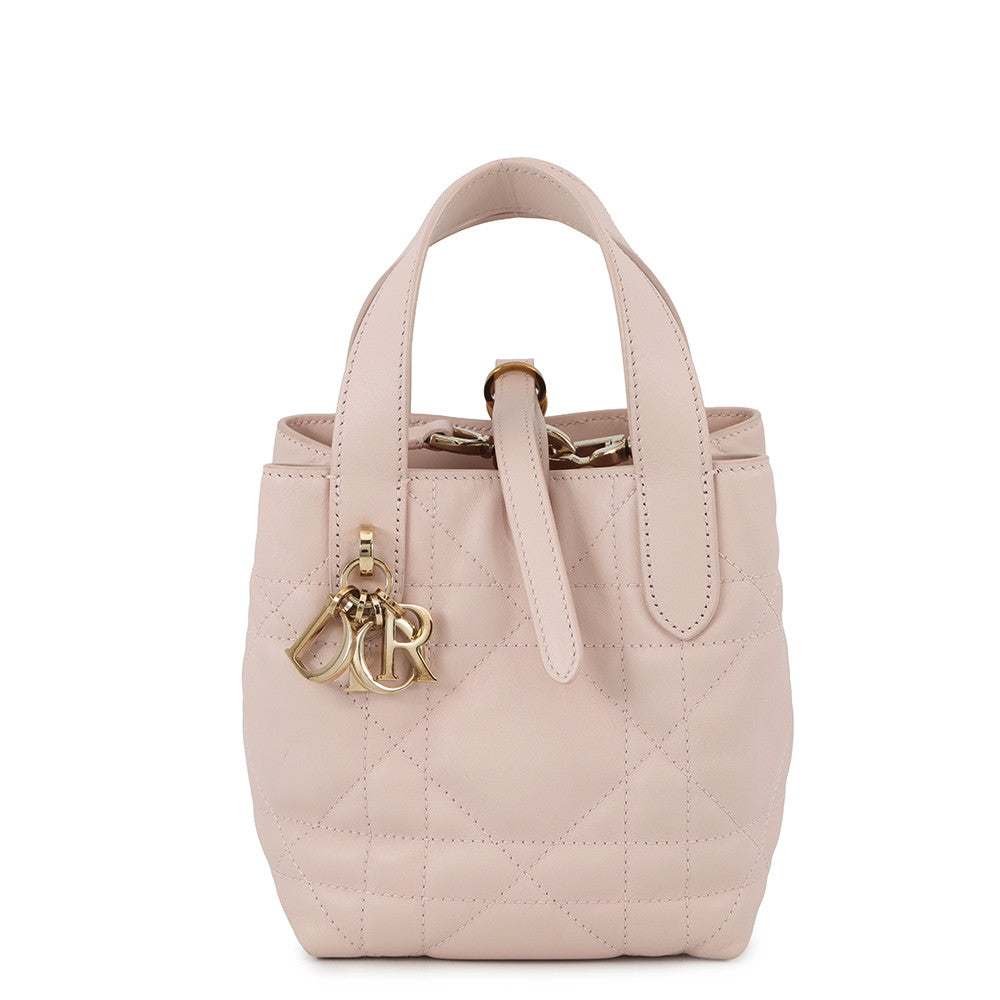 Dior To Jules Vertical Macrocannage Handbag Powder PinkS6100OSNW Calf Leather Size Nano