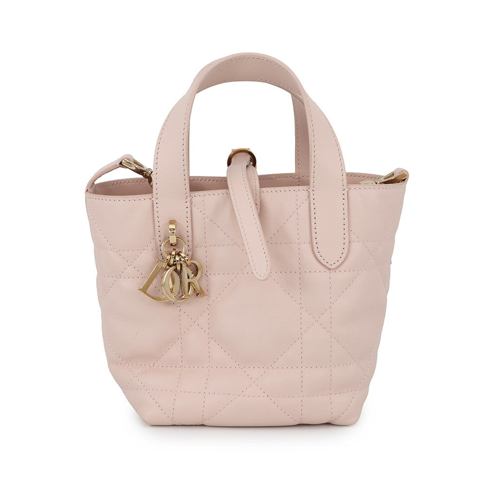 Dior To Jules Vertical Macrocannage Handbag Powder PinkS6100OSNW Calf Leather Size Nano
