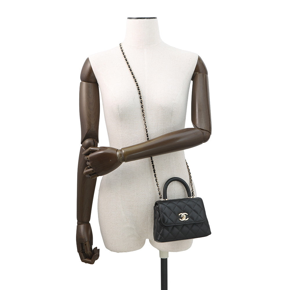 CHANEL Matelasse Coco Handle 2WAYHandbag BlackAP4244 Caviar Leather Size Mini mini