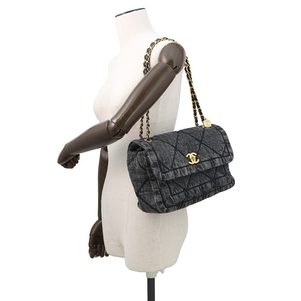 CHANEL Matelasse Flap Bag BlackAS5737 Washed Denim