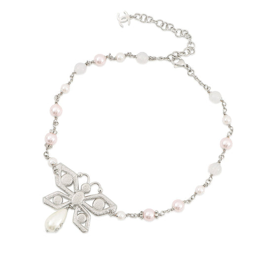 CHANEL Métiers d'Art Collection Butterfly Choker SilverABG135 Metal Rhinestone Faux Pearl