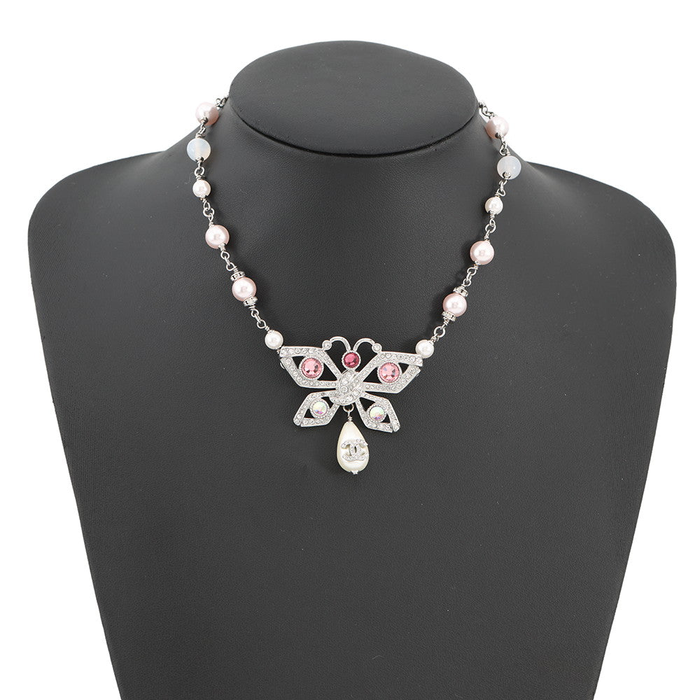 CHANEL Métiers d'Art Collection Butterfly Choker SilverABG135 Metal Rhinestone Faux Pearl
