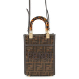 FENDI Zucca Sunshine Shopper 2-Way Handbag Brown8BS051 Canvas Leather Sequins