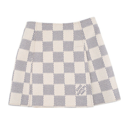 LOUIS VUITTON Damier Azur Skirt Size 40 White/GrayFMSK19 Wool 97% Cashmere3%