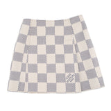 LOUIS VUITTON Damier Azur Skirt Size 40 White/GrayFMSK19 Wool 97% Cashmere3%