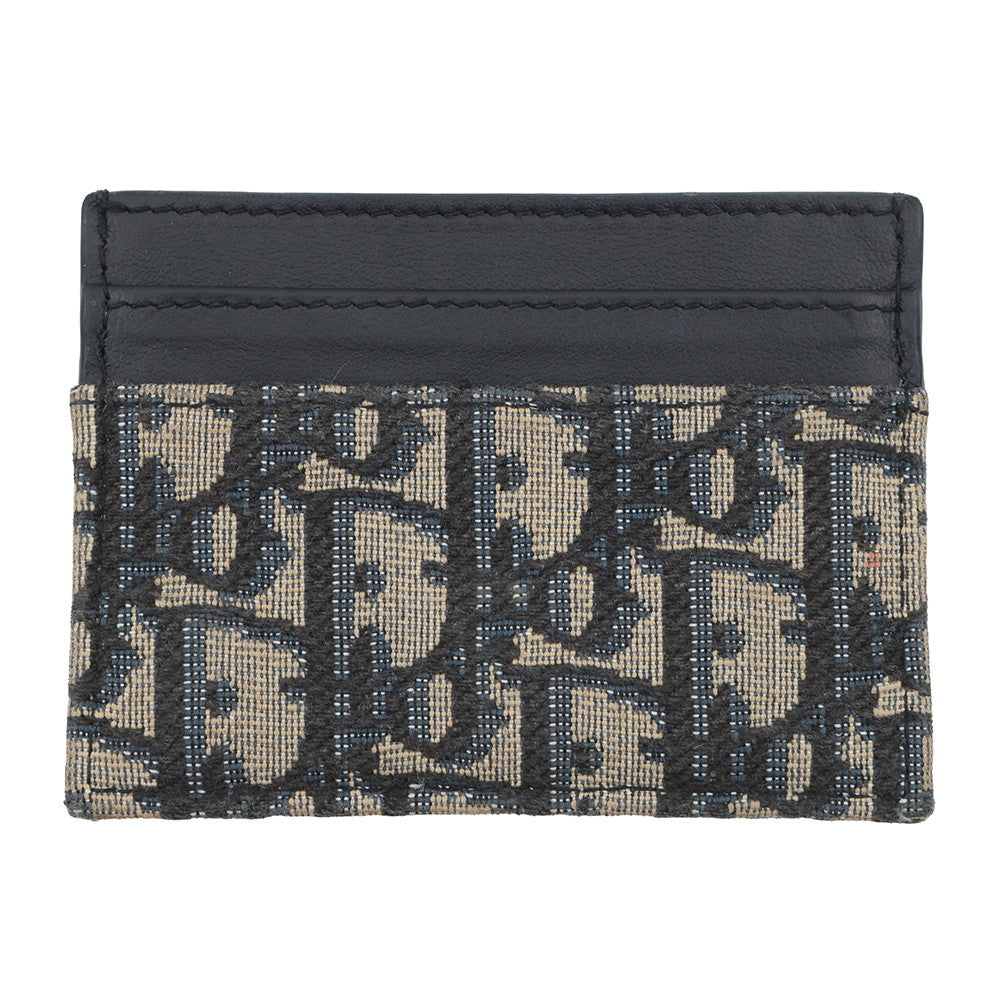 Dior Oblique Jacquard 30Montaigne Freesia Card Holder NavyS2152UTZQ Cotton/Lambskin