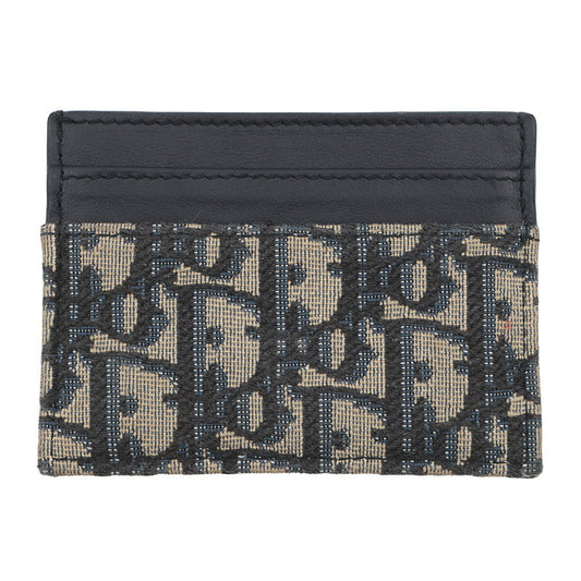 Dior Oblique Jacquard 30Montaigne Freesia Card Holder NavyS2152UTZQ Cotton/Lambskin