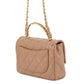 CHANEL Matelasse Top Handle 2-Way Chain Shoulder Bag BeigeAS4023 Shiny Lambskin Size Small