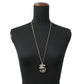 CHANEL CC Logo No.5 motif necklace Champagne Gold/Black Metal Rhinestone Leather