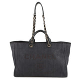 CHANEL Deauville shopping bag Navy/BlackA93786 Raffia Leather Size GM