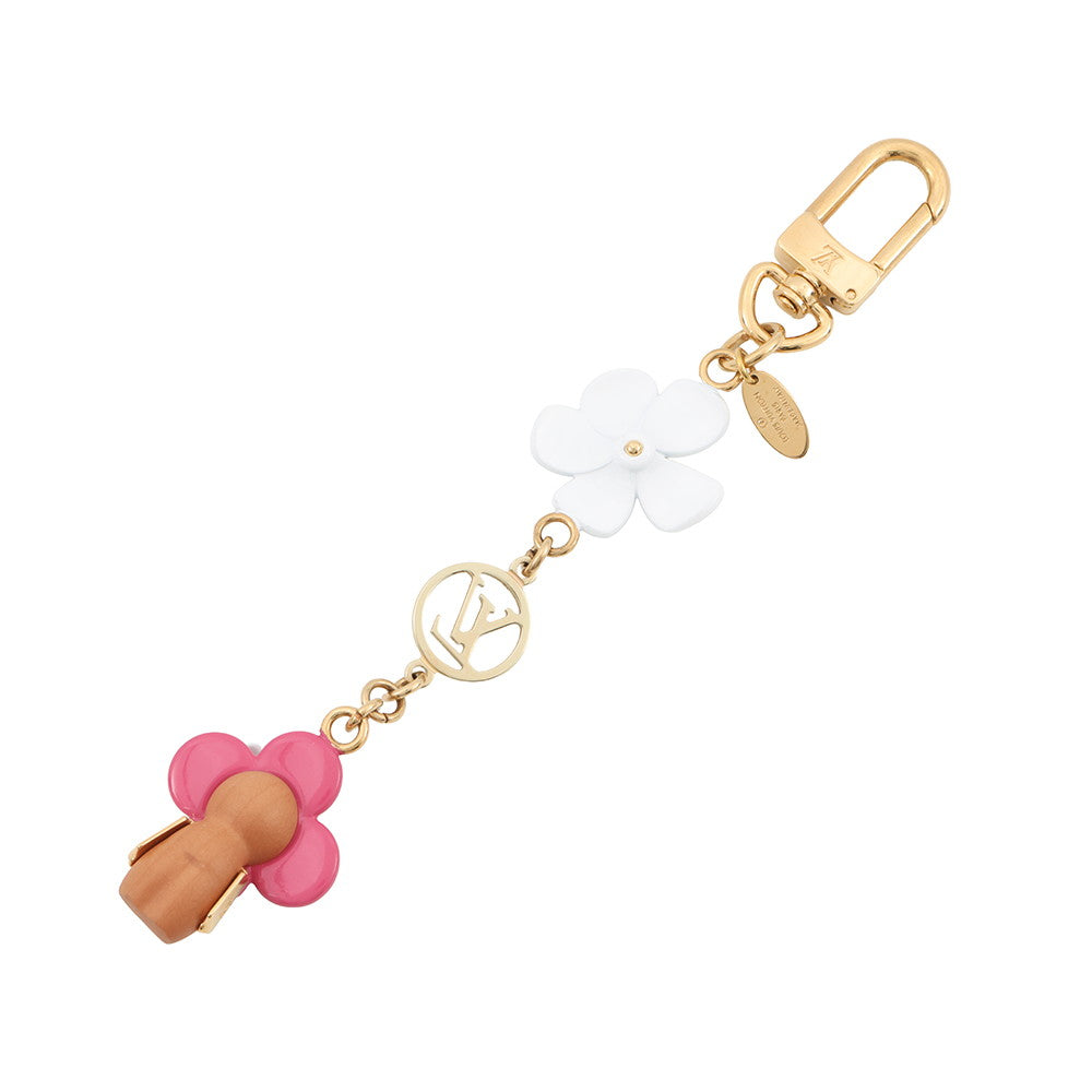 LOUIS VUITTON Vivienne Hawaii Chain Bag Charm Pink/WhiteM01356 Wood Metal