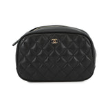 CHANEL Matelasse CC Logo Pouch BlackA80910 Caviar Leather