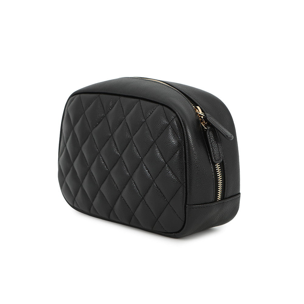 CHANEL Matelasse CC Logo Pouch BlackA80910 Caviar Leather