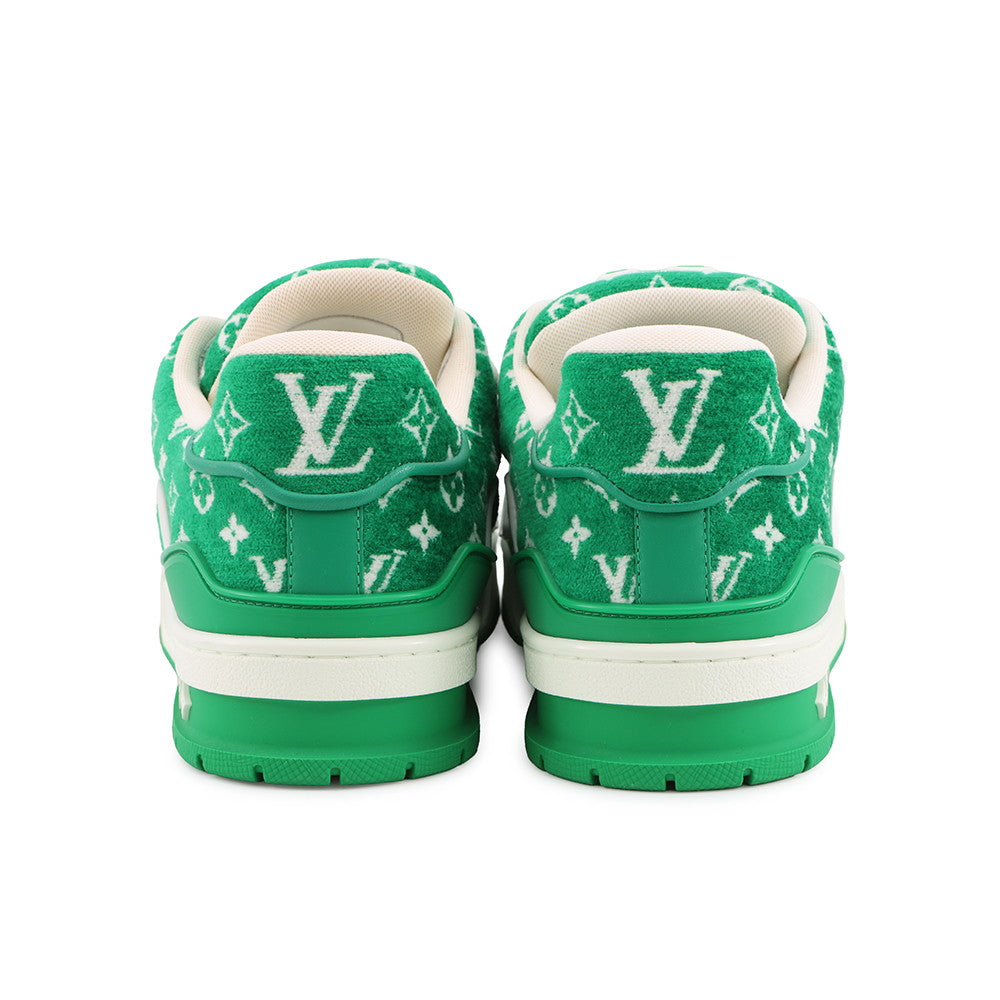 LOUIS VUITTON LV Trainer Line Sneakers Green/White Fabric Size 7
