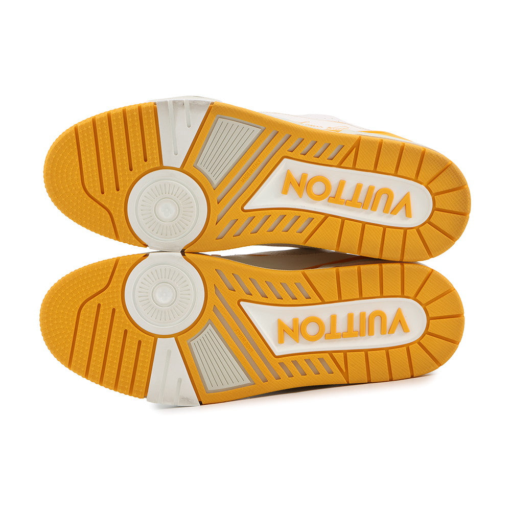 LOUIS VUITTON LV Trainer Line Sneakers Yellow/White/Gray Leather Size 7.5